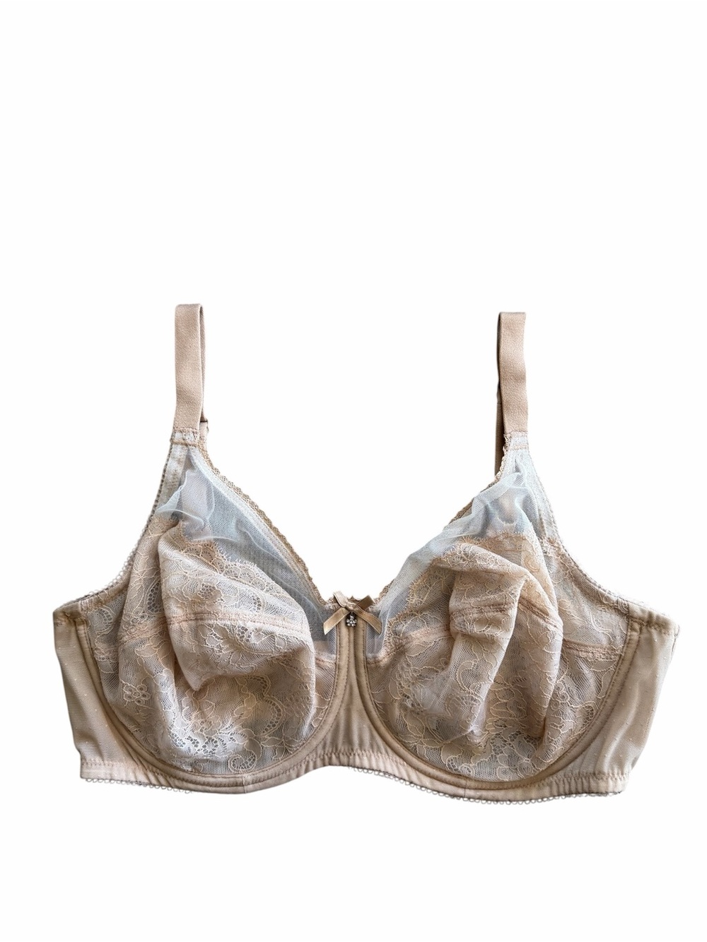 Wacoal 855186 Retro Chic Full Figure Underwire Bra Unlined Lace Cups Beige 38DD - Picture 5 of 6
